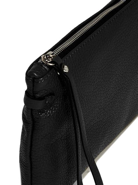 Pochette envelope in pelle con tracolla Nero 